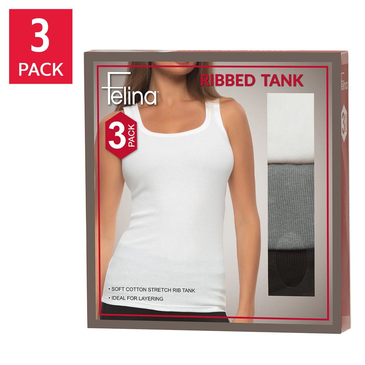 Felina Ribbed Tank 3 Pack