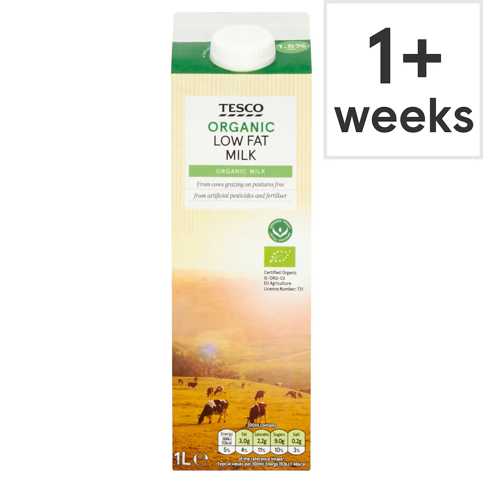 Tesco Organic Low Fat Milk