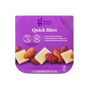 Good & Gather Quick Bites White Cheddar Cheese, Dried Sweetened Cranberries & Sea-Salted Roasted Almonds