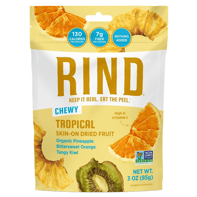 RIND Chewy Tropical Skin-on Dried Fruit (pineapple, Orange, Kiwi)