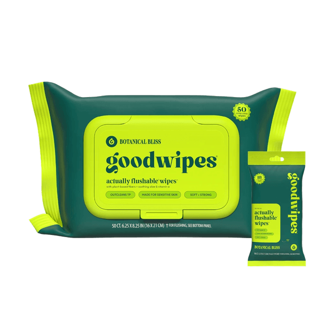 Botanical Bliss goodwipes Actually Flushable Wipes Aloe & Vitamin E