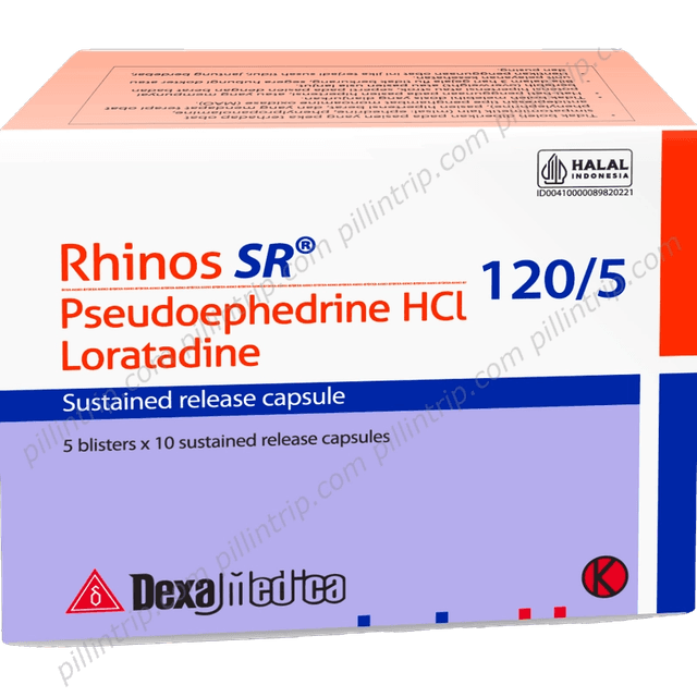 Rhinos SR Pseudoephedrine HCl 120 mg Loratadine 5 mg Kapsul lepas lambat