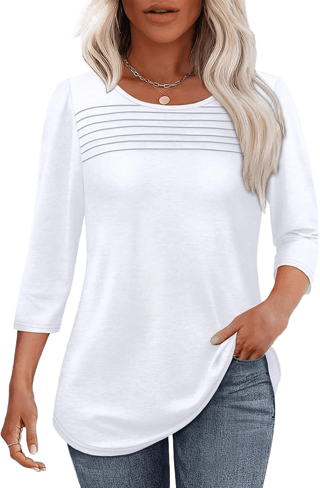 OFEFFAN Womens Shirts Cute Tops for Women Trendy 3/4 Length