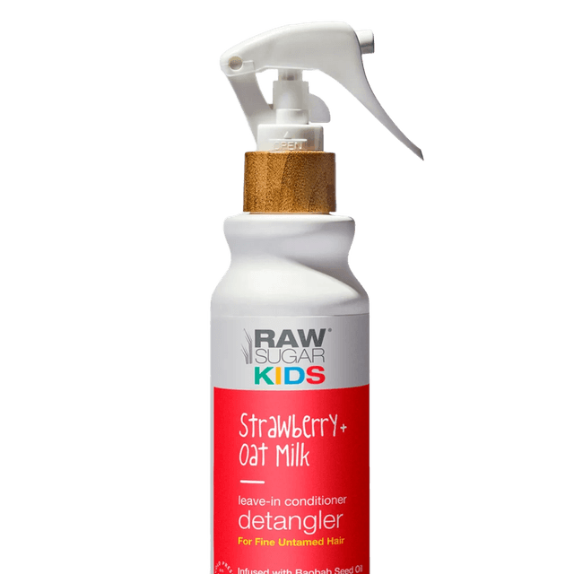 Raw Sugar Kids Strawberry + Oat Milk leave-in conditioner detangler plastic bottle
