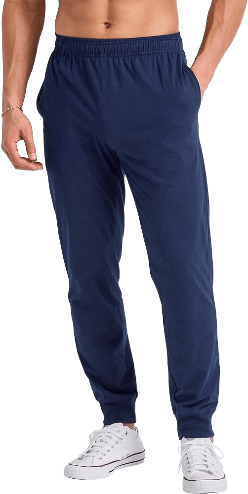 Hanes Men's Cotton Jersey Jogger, Knit Sweatpants with Pockets, Jogger, Cinched Cuff and Straight Leg