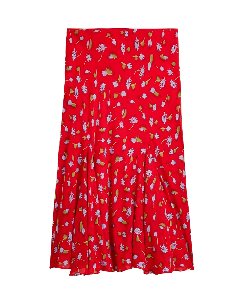 Anthropologie Gwyneth flounce-hem slip skirt in spot-print chiffon