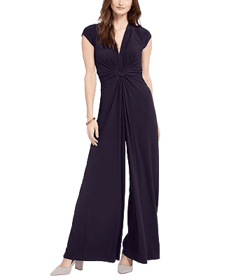 Vince Camuto Twist-Front Plunge Jumpsuit (Navy)