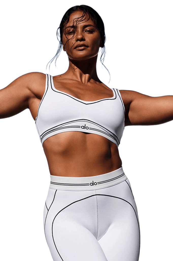 Alo Airbrush Heart Throb Bra Black White