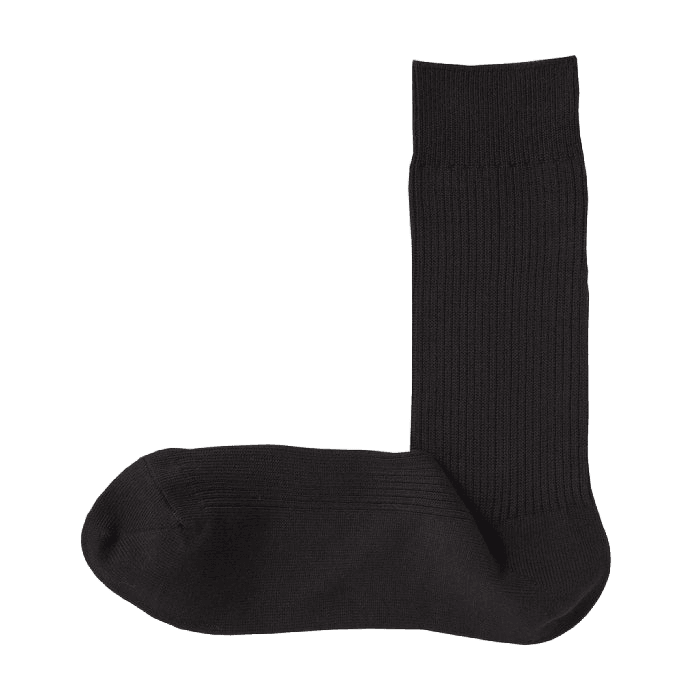 MUJI Mens Right Angle Ribbed Socks (4 Pcs) Black