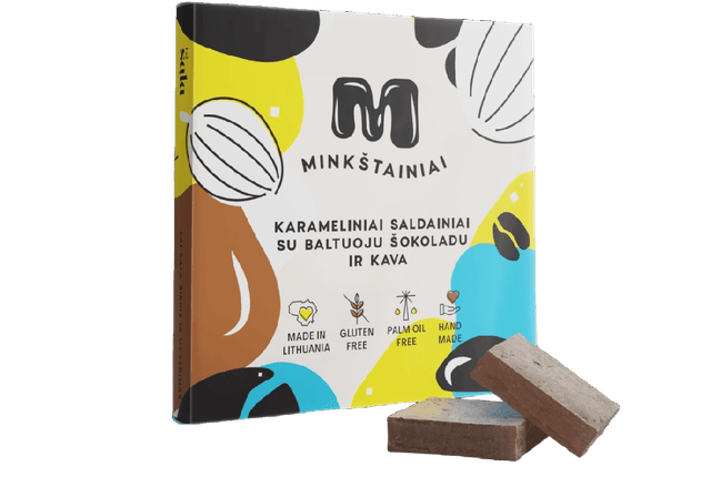 Minkštainiai Karameliniai Saldainiai su Baltuoju Šokoladu ir Kava