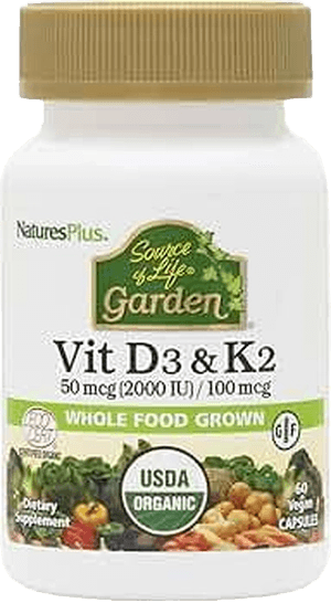 NaturesPlus Source of Life Garden Vitamin D3 & K2 plastic bottle