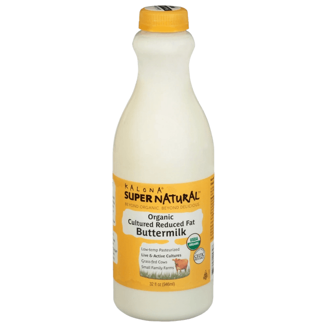 Kalona Super Natural Organic Cultured Reduced Fat Buttermilk Vitamin A plastic bottle