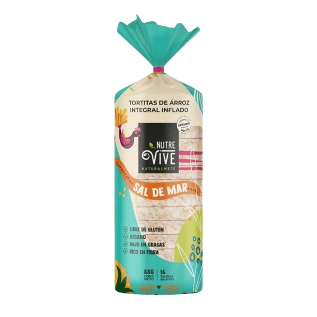 Nutre Vive Tortitas de Arroz Integral Inflado Natural