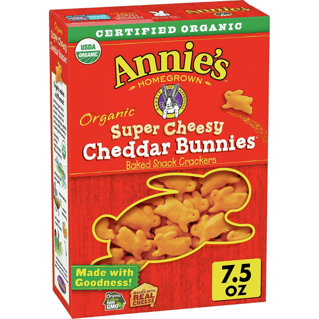 Annie's Homegrown Organic extra cheesy cheddar bunnies snack crackers