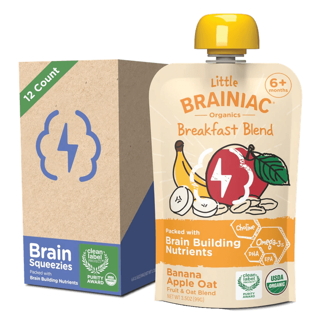Brainiac Organics Breakfast Blend Banana Apple Oat pouch