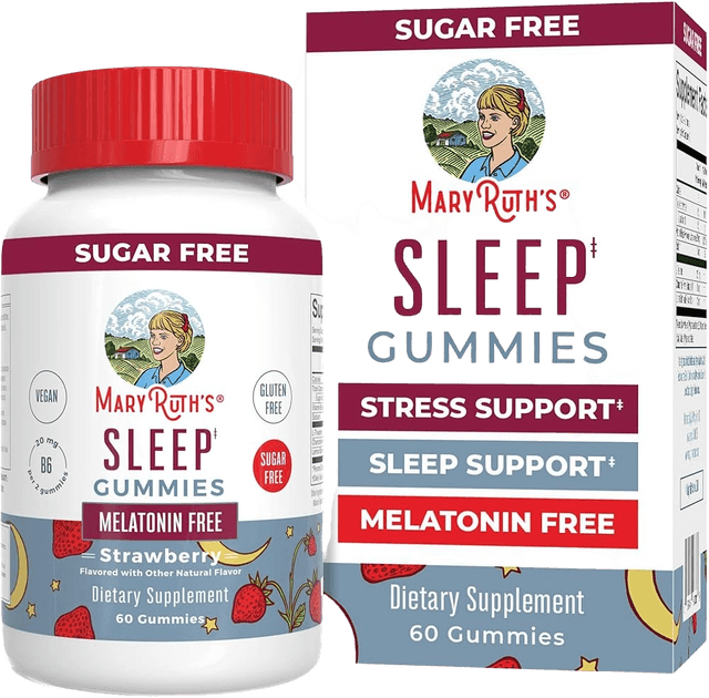 MaryRuth Organics MaryRuth's Sleep Gummies with Melatonin L-Theanine Chamomile Vitamin B6 Strawberry Vegan Non-GMO 60 Count