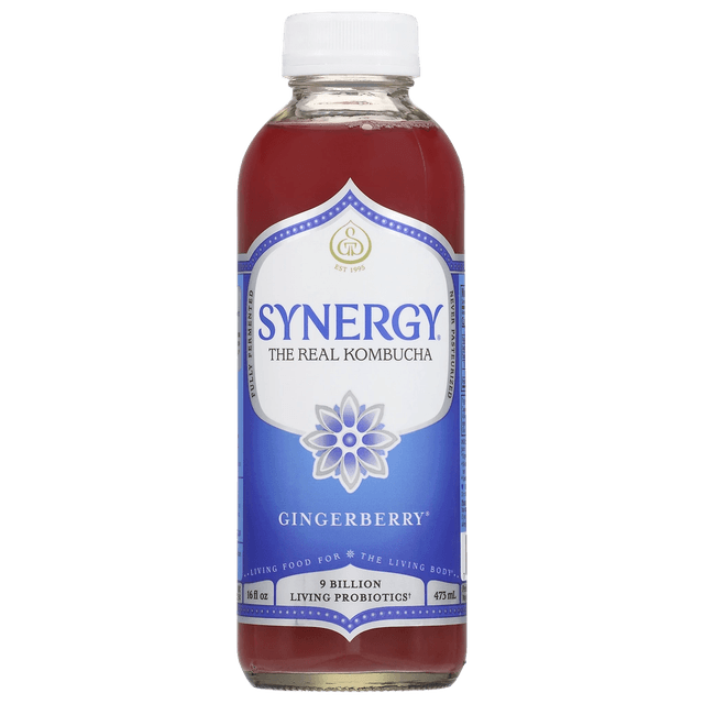 GT's Living Foods Synergy Sacred Life Kombucha glass bottle