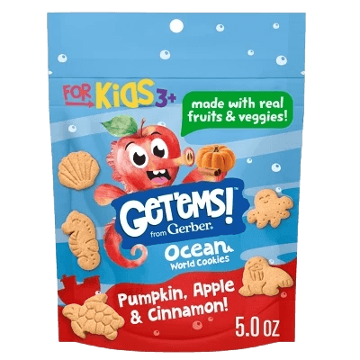 Get'ems! from Gerber Ocean World Pumpkin Apple Cinnamon Cookies Kids Lunch Snacks