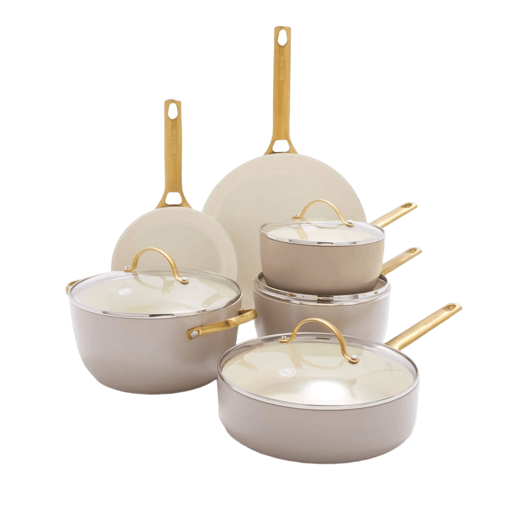 GreenPan GreenPan Reserve Ceramic Nonstick 10-Piece Cookware Set | Julep with Gold-Tone Handles