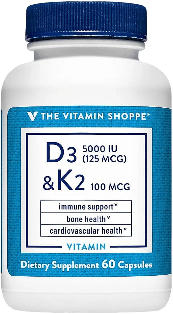 The Vitamin Shoppe Vitamin D3 & K2 Immune Support & Bone Health 5 000 IU (120 Capsules)