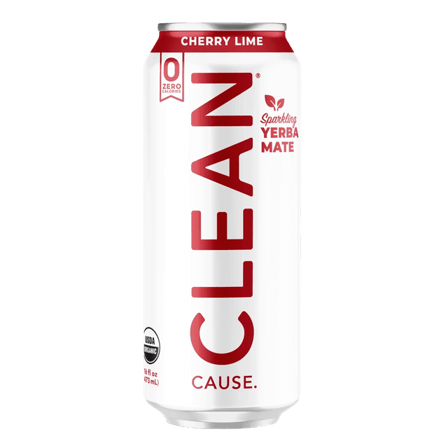 Clean Cause Sparkling Yerba Mate Cherry Lime can
