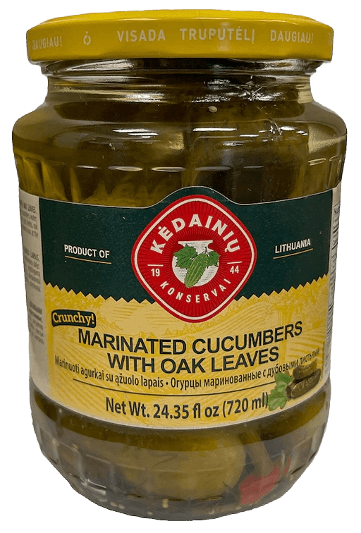 Kėdainiai Marinated Cucumbers With Oak Leaves glass bottle