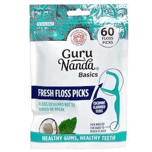 GuruNanda Basics Fresh Floss Picks Cocomint Flavored