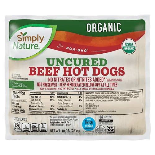 ALDI Organic Uncured Hot Dogs Original