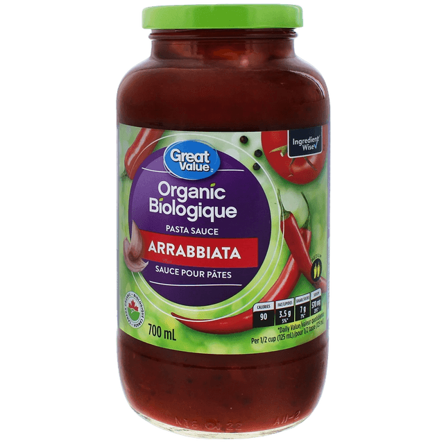 Great Value Organic Biologique Arrabbiata Pasta Sauce Glass jar