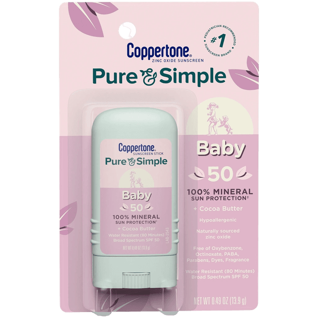 Coppertone Pure & Simple Baby Sunscreen Stick SPF 50 Cocoa Butter
