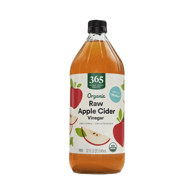 Whole Foods Market Organic Raw Unfiltered Apple Cider Vinegar glass bottle