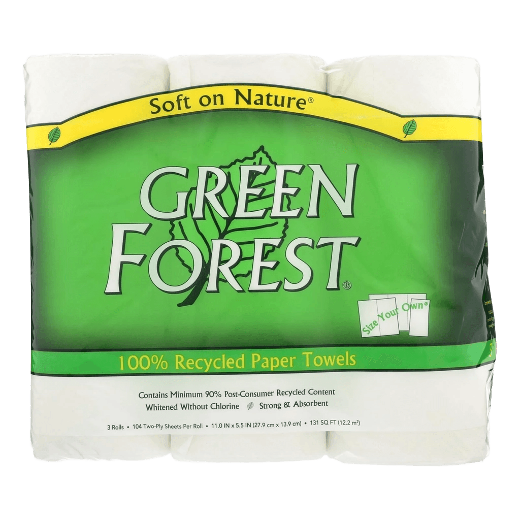 Green Forest Premium Paper Towels - White - Case of 10 - 3 Roll