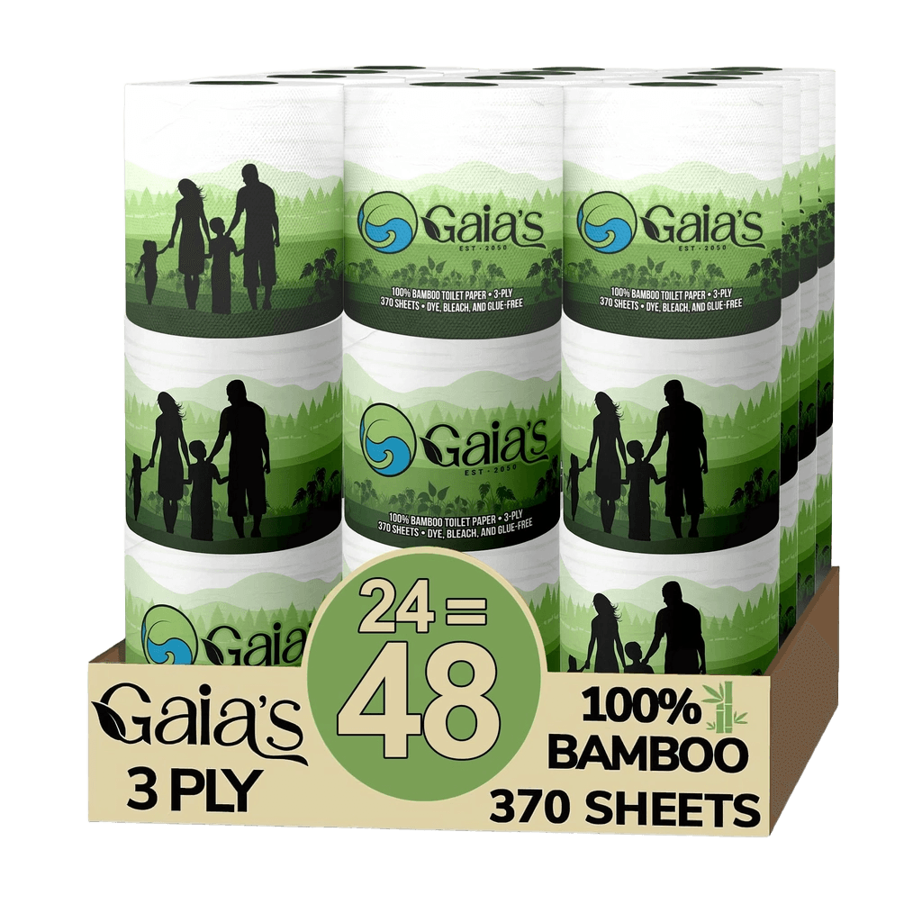 Gaia’s 100% Bamboo Toilet Paper 3-ply Dye, Bleach, and Glue-free