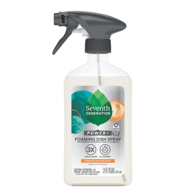 Seventh Generation Power Plus Foaming Dish Spray Mandarin Orange Scent Plastic Bottle