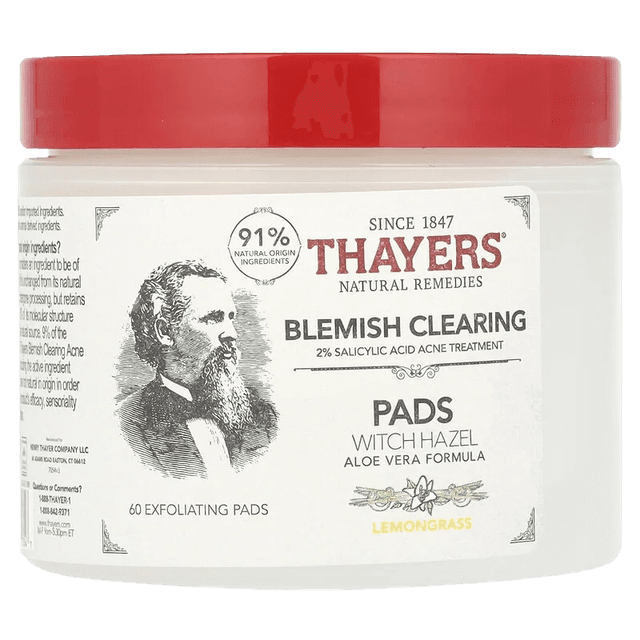 THAYERS Blemish Clearing Pads Witch Hazel + Lemongrass + Aloe Vera