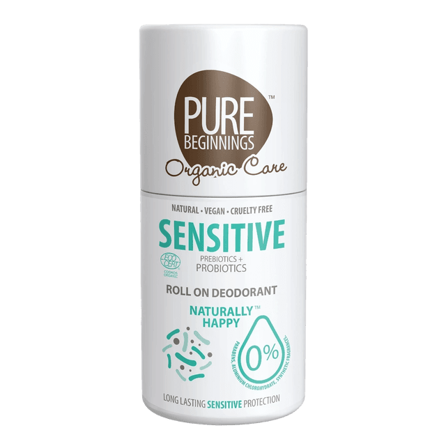 Pure Beginnings Organic Care Sensitive Prebiotics + Probiotics Roll On Deodorant Naturally Happy