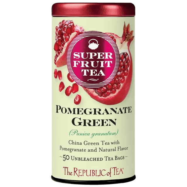 The Republic of Tea Super Fruit Tea Pomegranate Green canister