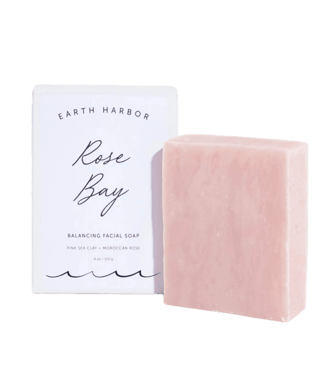 Earth Harbor Rose Bay Balancing Facial Soap Pink Sea Clay + Moroccan Rose