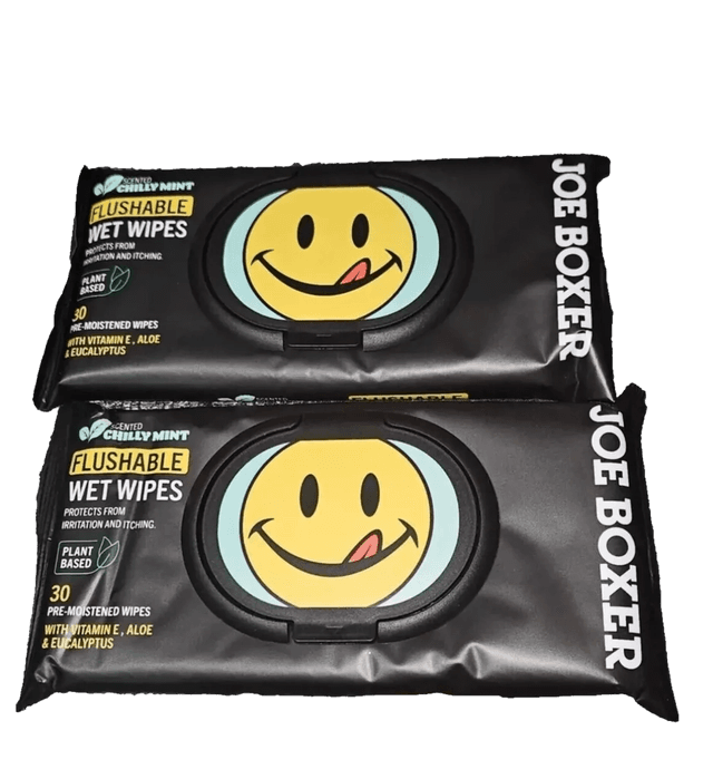 Joe Boxer Flushable Wet Wipes Chilly Mint