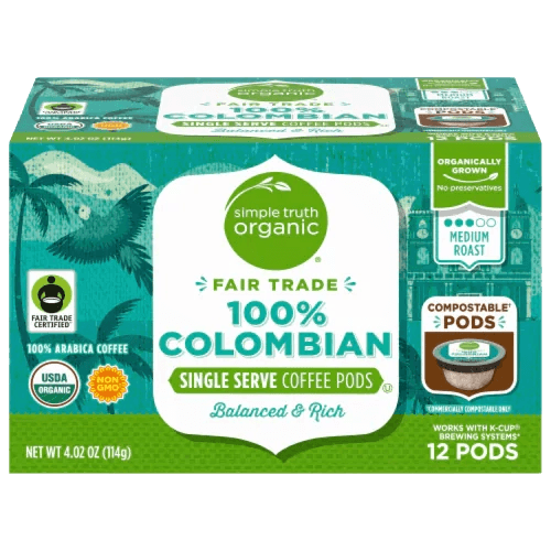 Simple Truth Organic Fair Trade 100% Colombian Single Serve Coffee Pods