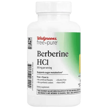 Walgreens Free & Pure Berberine HCl 500 mg Vegetarian Capsules