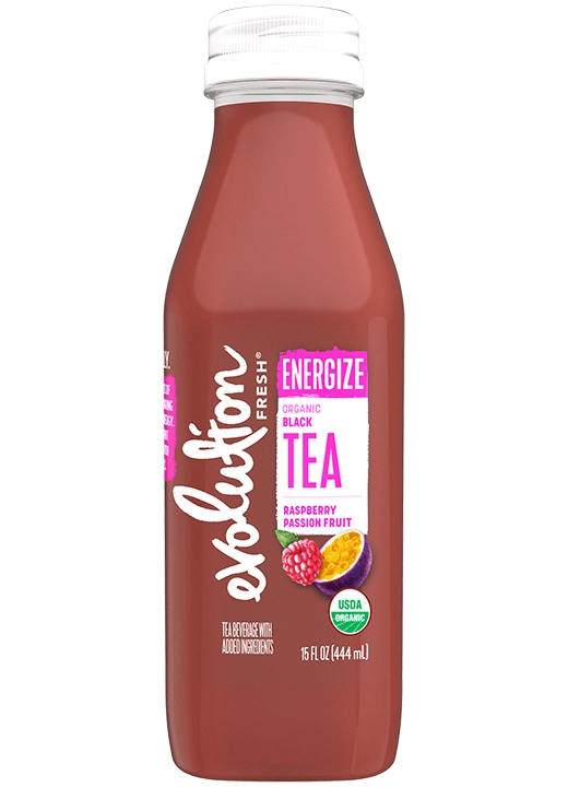 Evolution Fresh Organic Black Tea Raspberry Passion Fruit glass bottle
