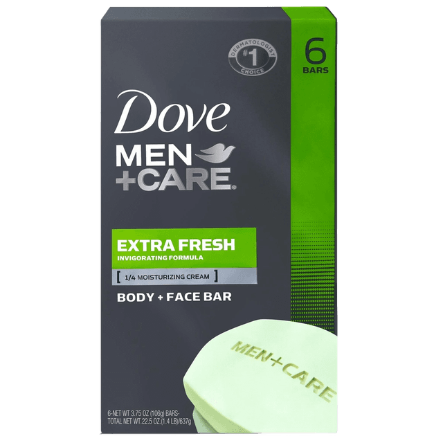 Dove Men+Care Bar 3 in 1 Cleanser for Body Face and Shaving Extra Fresh 3.75 oz 6 Bars