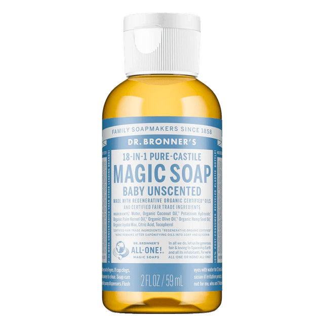 Dr. Bronner's Pure-Castile Liquid Soap Baby-Mild Unscented plastic bottle