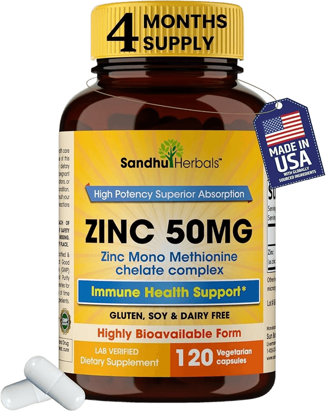 Sandhu Herbals Zinc 50MG Zinc Mono Methionine chelate complex