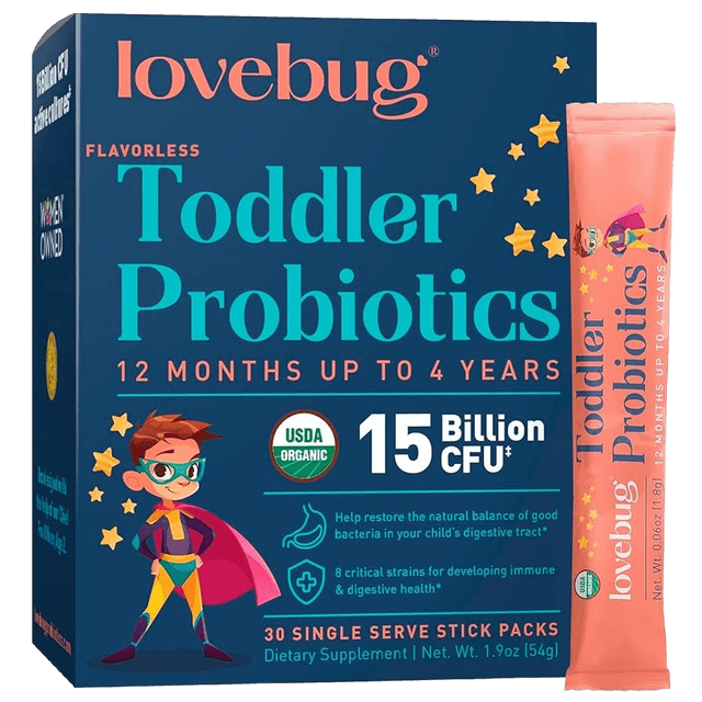 Lovebug Toddler Probiotics 15 Billion CFU 60 Single Serve Stick Packs