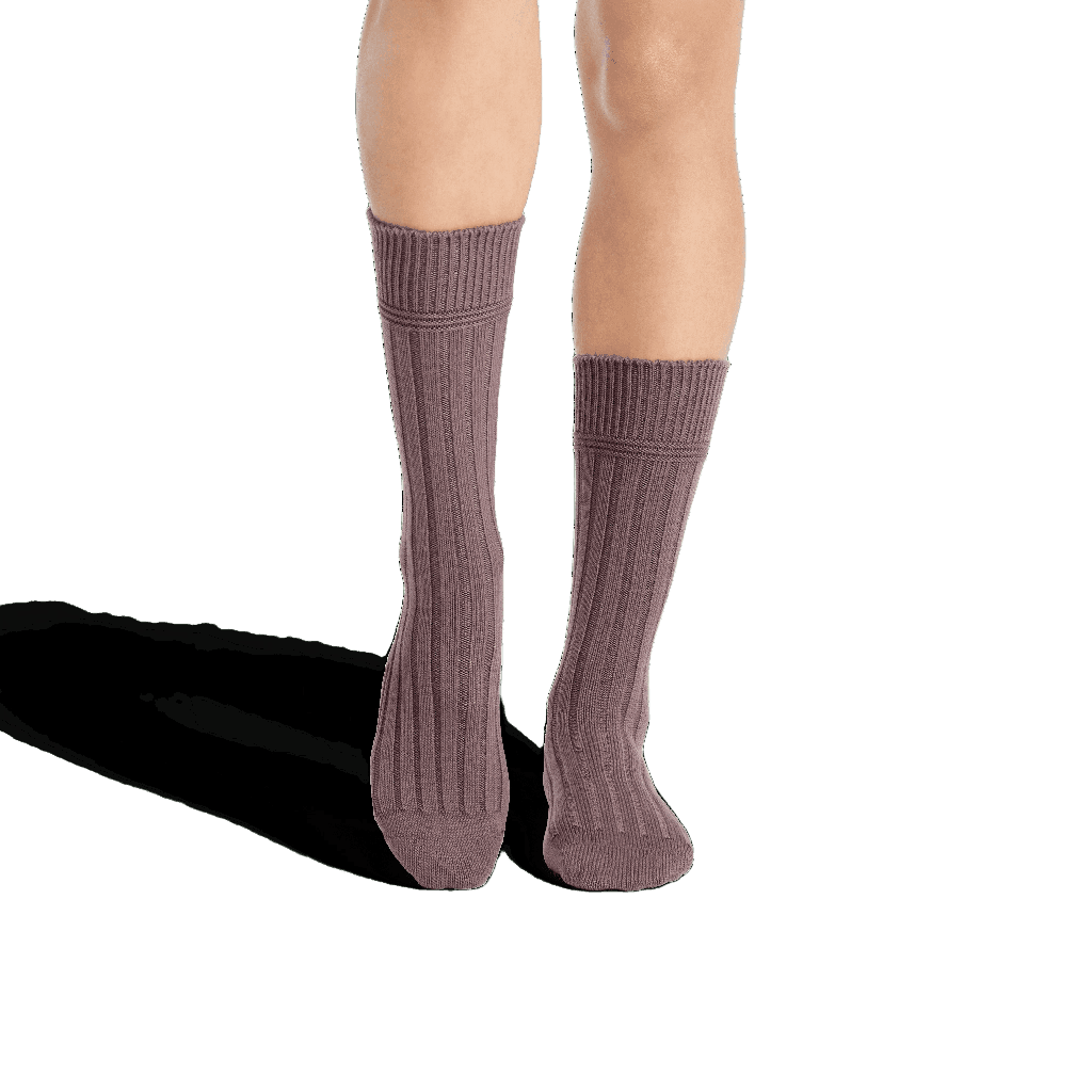 BOMBAS Women's Merino Cashmere Blend Rib Calf Socks Mineral Khaki