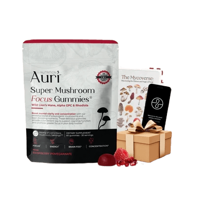 Auri Super Mushroom Focus Gummies Raspberry Pomegranate