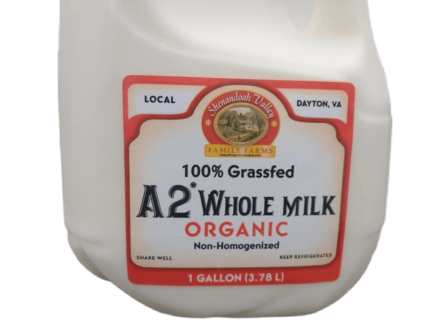 Shenandoah Valley Family Farms A2 100% Grassfed Organic Whole Milk plastic bottle