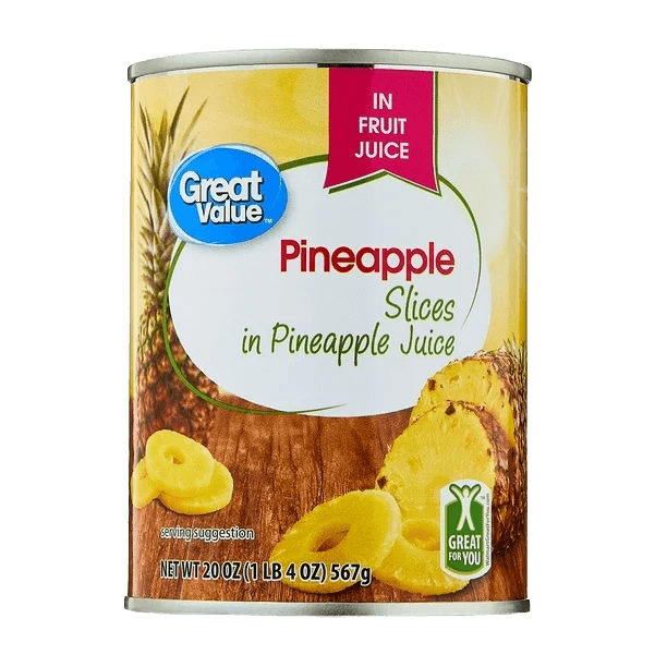 Great Value Pineapple Slices in 100% Pineapple Juice can